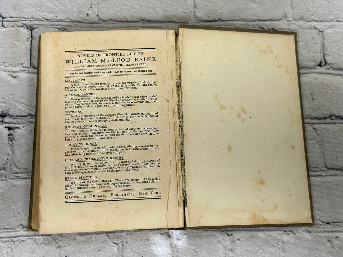 The Phantom Herd by B. M. Bower, 1916 Grosset & Dunlap hardcover - publisher's advertisement page at the rear