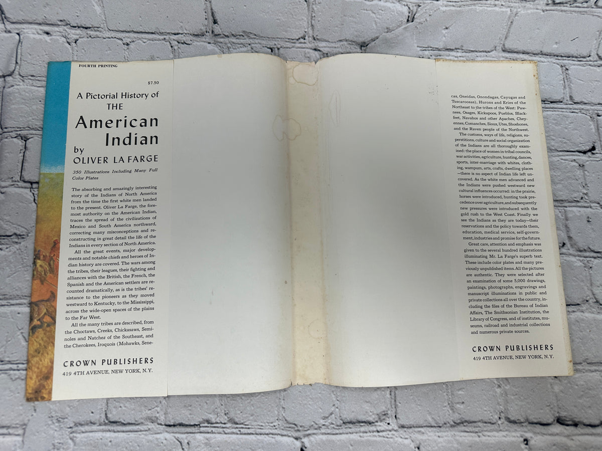 A Pictorial History of the American Indian - dust jacket flaps