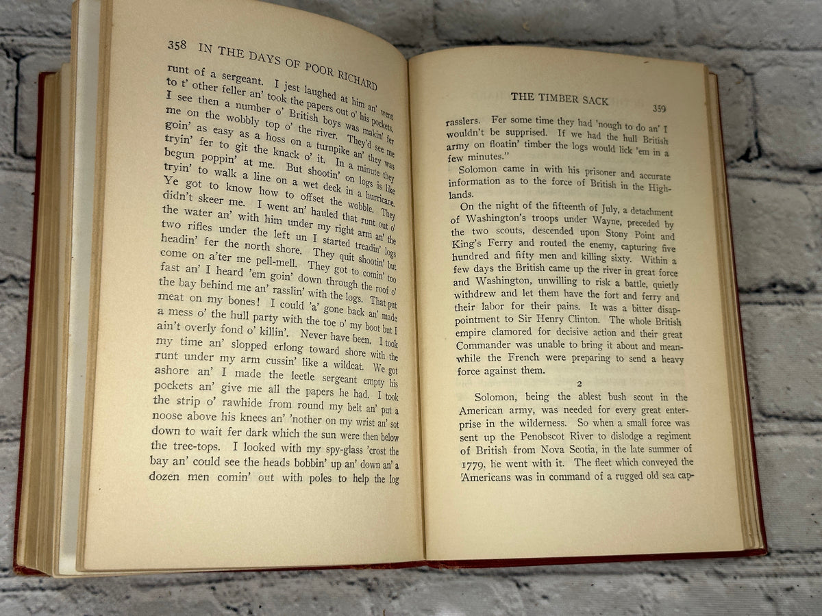 In the Days of Poor Richard by Irving Bacheller, 1922 Bobbs-Merrill hardcover - sample pages