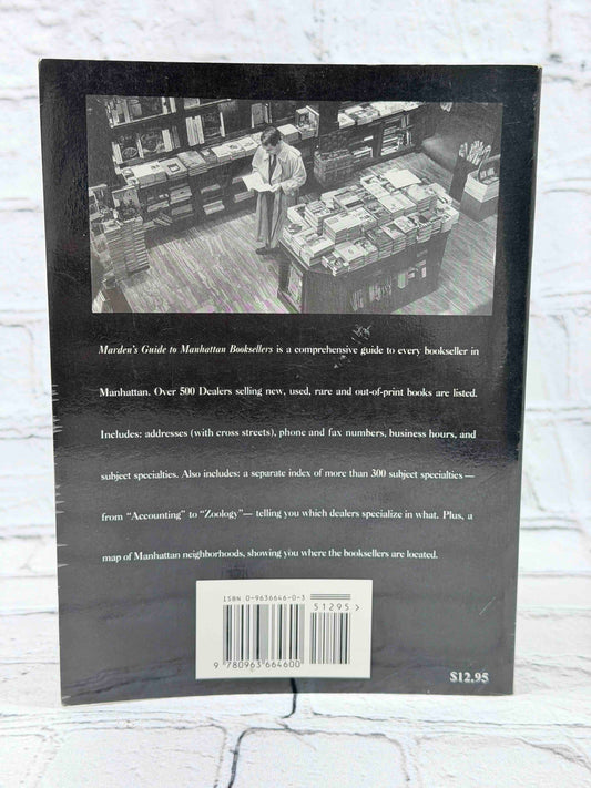 Marden's Guide to Manhattan Booksellers, 1994 paperback - rear cover