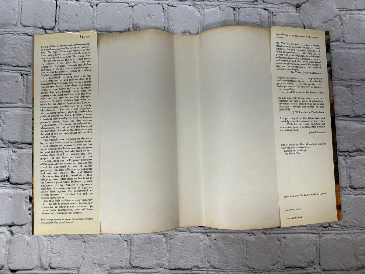 The Blue Nile by Alan Moorehead, 1972 Harper & Row revised edition hardcover - rear endpaper and jacket flap