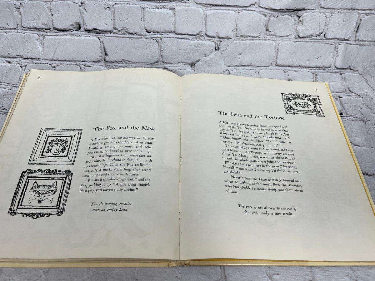 Aesop's Fables adapted by Louis Untermeyer, 1966 Golden Press hardcover - illustrated fable page