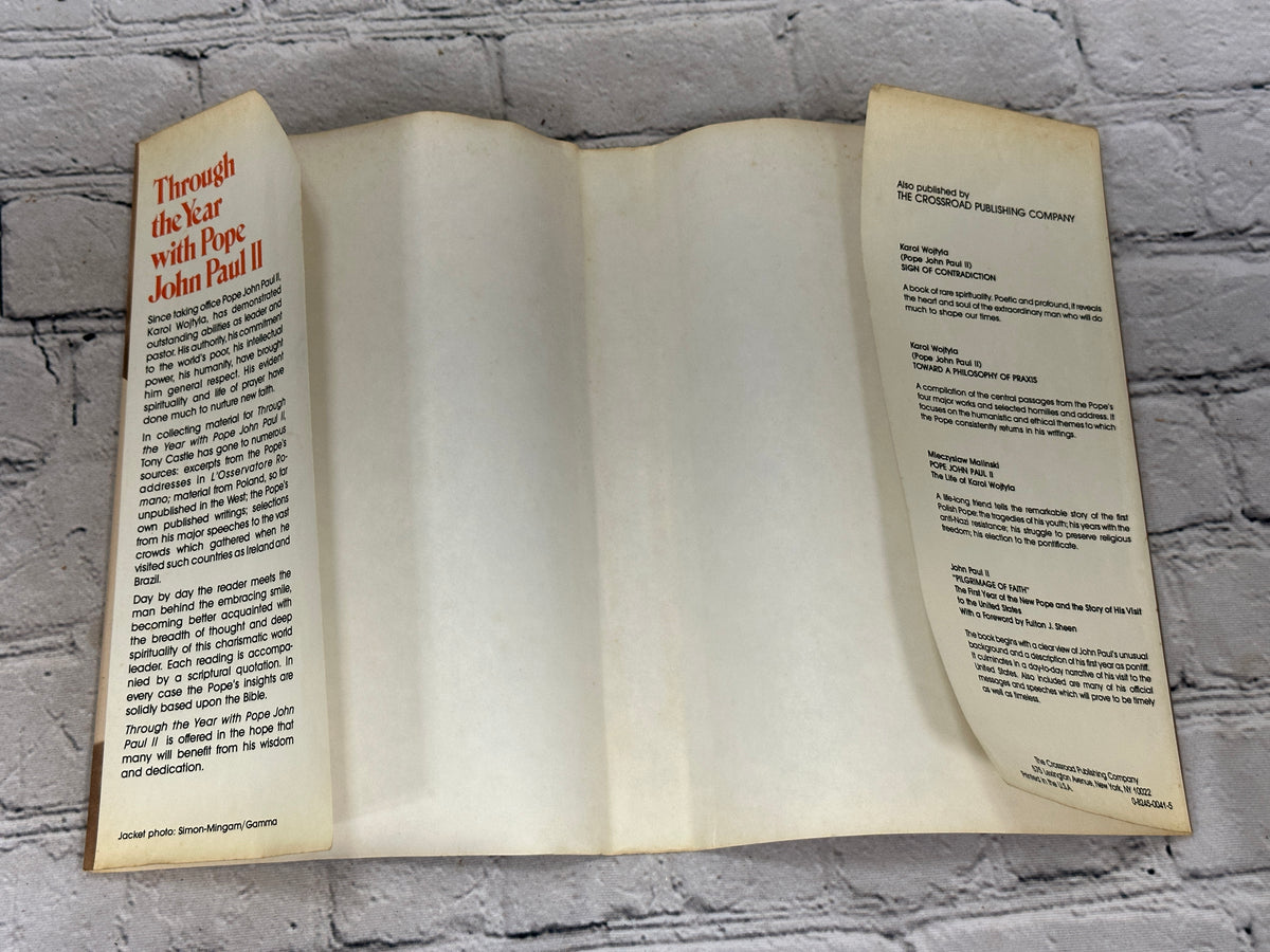 Through the Year with Pope John Paul II by Karol Wojtyla, 1981 Crossroad hardcover - dust jacket laid flat showing the flaps
