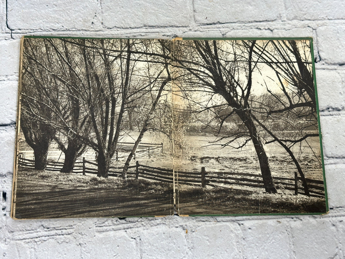 Longfellow's Wayside Inn by Samuel Chamberlain, 1938 Hastings House hardcover - two-page photograph with rail fence