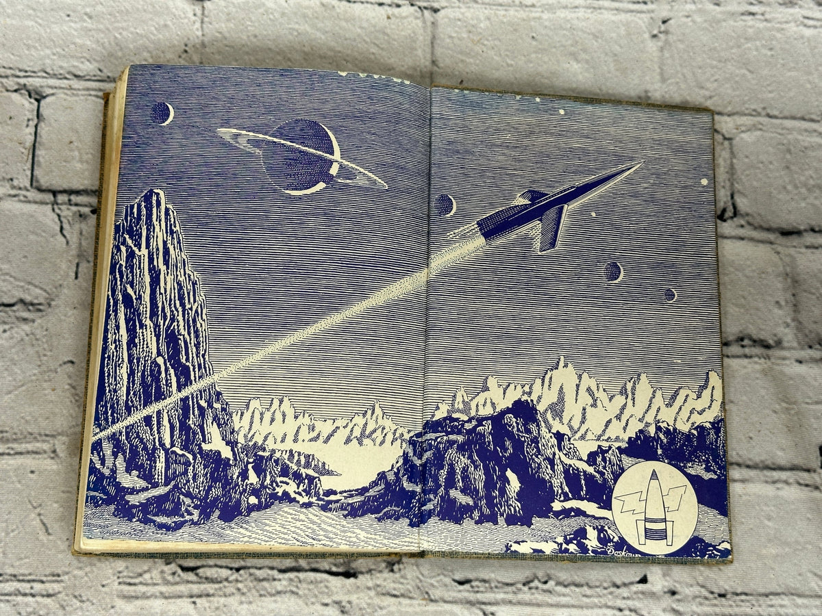 Treachery in Outer Space, Tom Corbett Space Cadet by Carey Rockwell, 1954 Grosset & Dunlap hardcover - pictorial rear endpapers