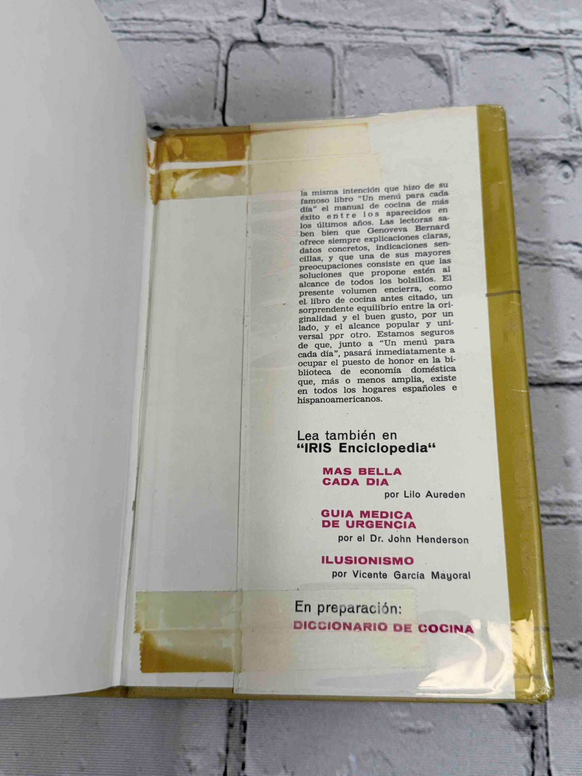 El Ama de Casa by Genoveva Bernard, 1967 Editorial Bruguera Hardcover - rear jacket flap