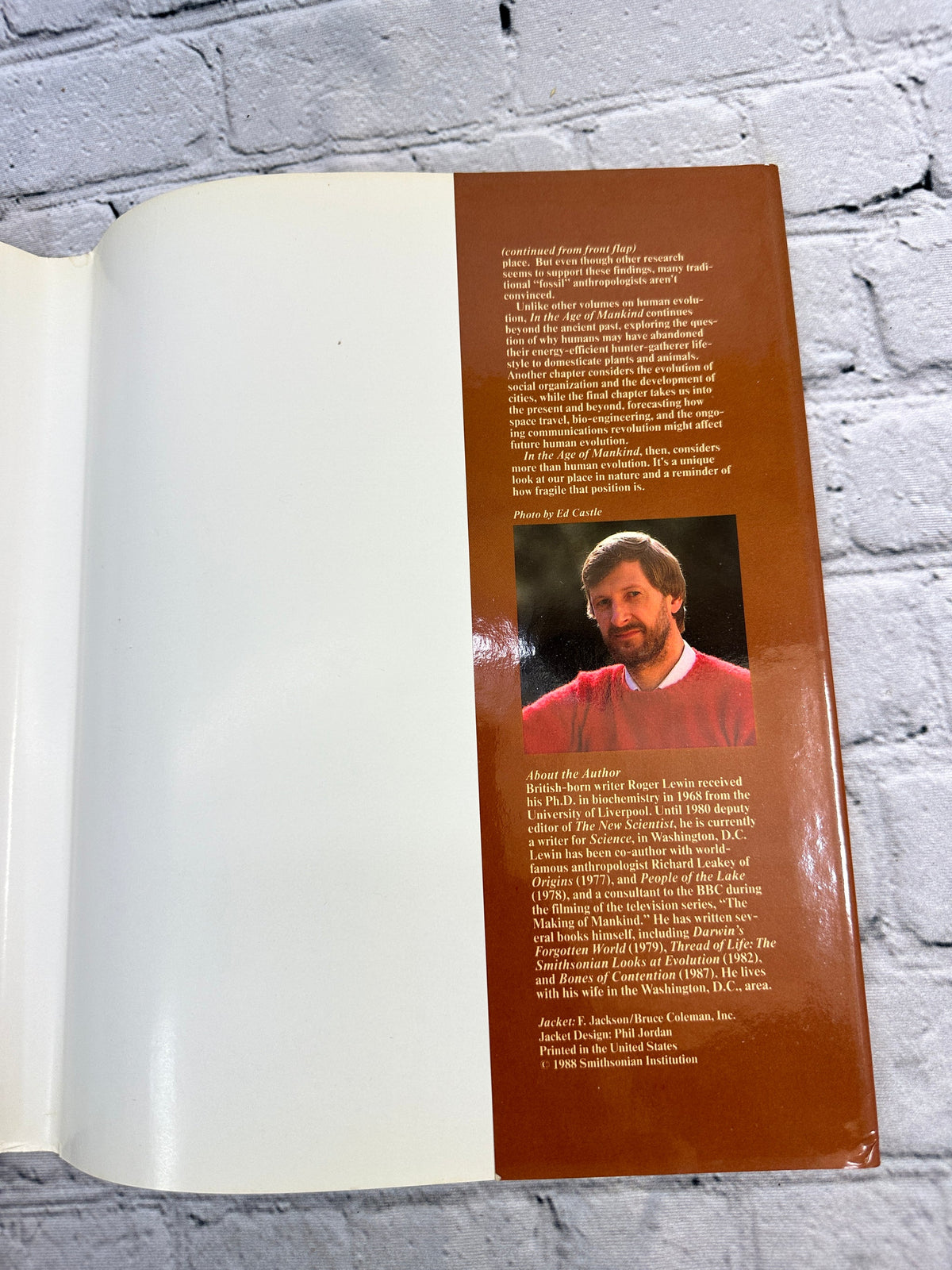In the Age of Mankind - dust jacket rear flap