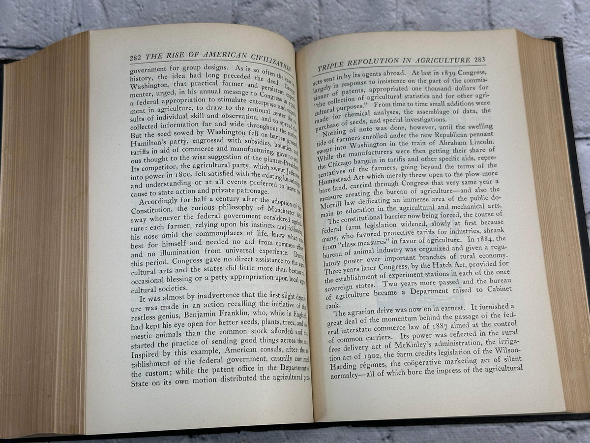 The Rise of American Civilization by Charles and Mary Beard, 1930 Macmillan one volume edition - interior pages