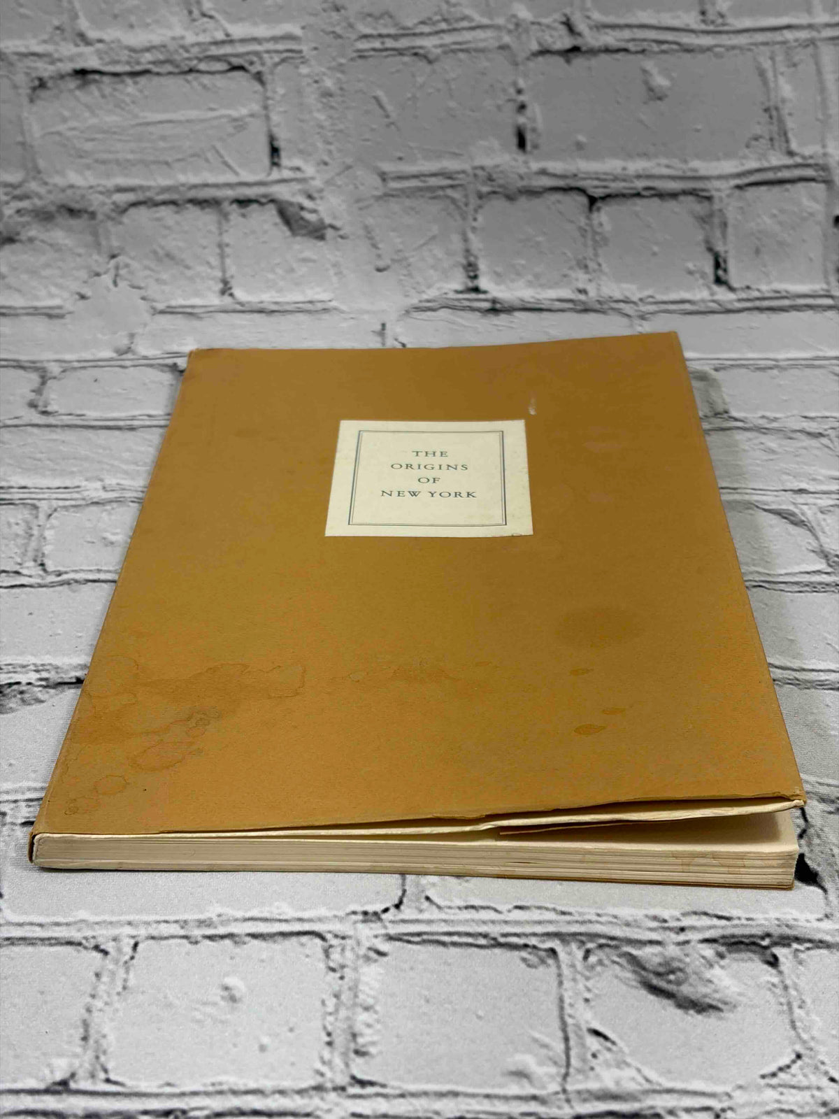 The Origins of New York by Günther Schilder, 1988 Edition Seefeld paperback - front cover water stains and frayed fore-edge