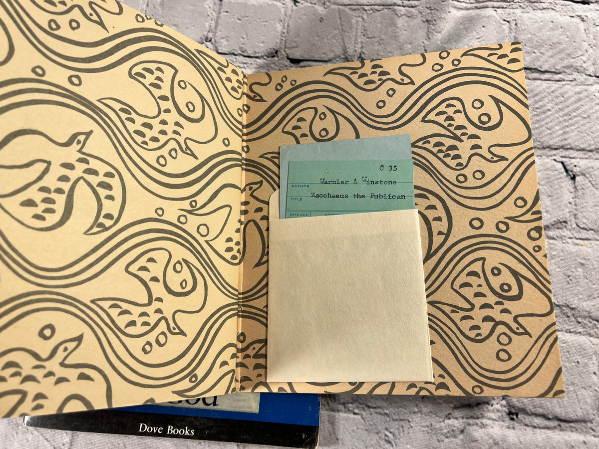 The Lamb of God and Zacchaeus the Publican, Dove Books lot of 2, 1963 Macmillan - Zacchaeus the Publican rear card pocket with book card