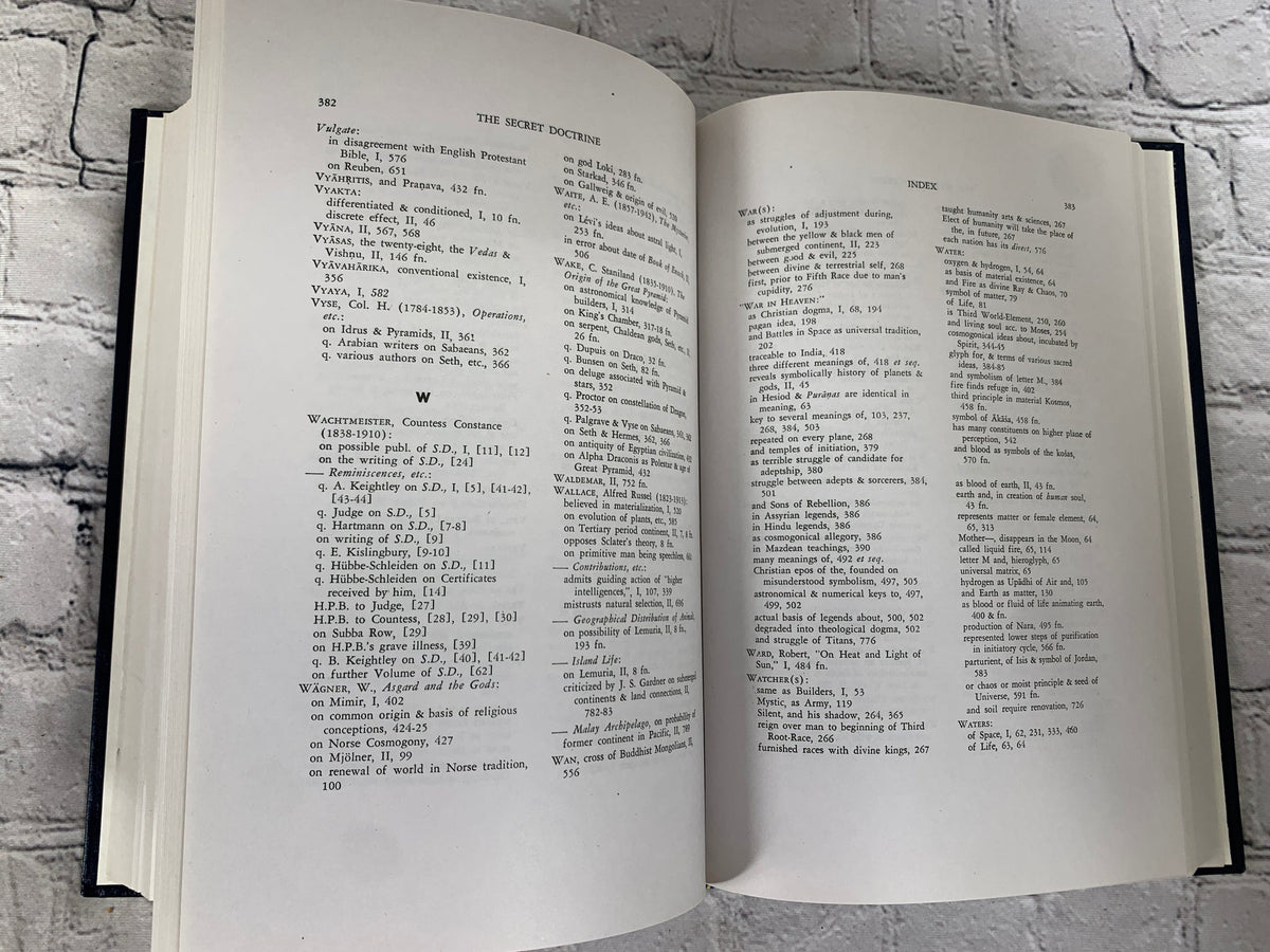 The Secret Doctrine General Index and Bibliography by H. P. Blavatsky, 1979 TPH hardcover - index pages