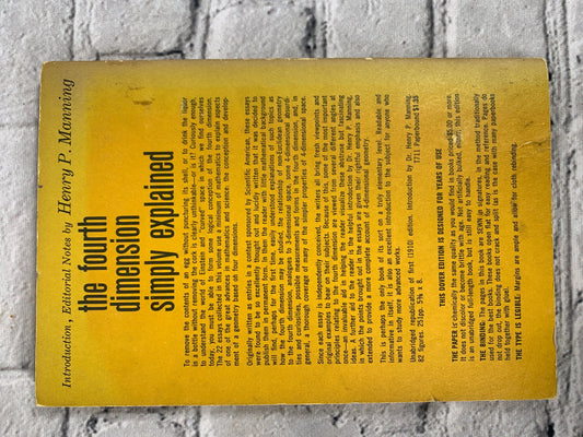 The Fourth Dimension Simply Explained by Henry P. Manning, 1960 Dover paperback - rear cover
