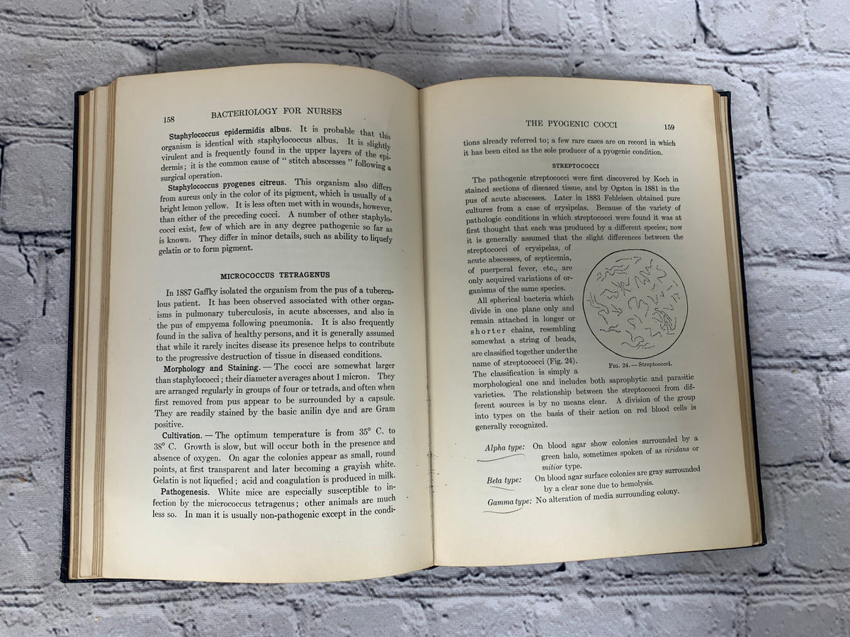 Bacteriology for Nurses by Mary A. Smeeton, 1927 Macmillan hardcover - text pages