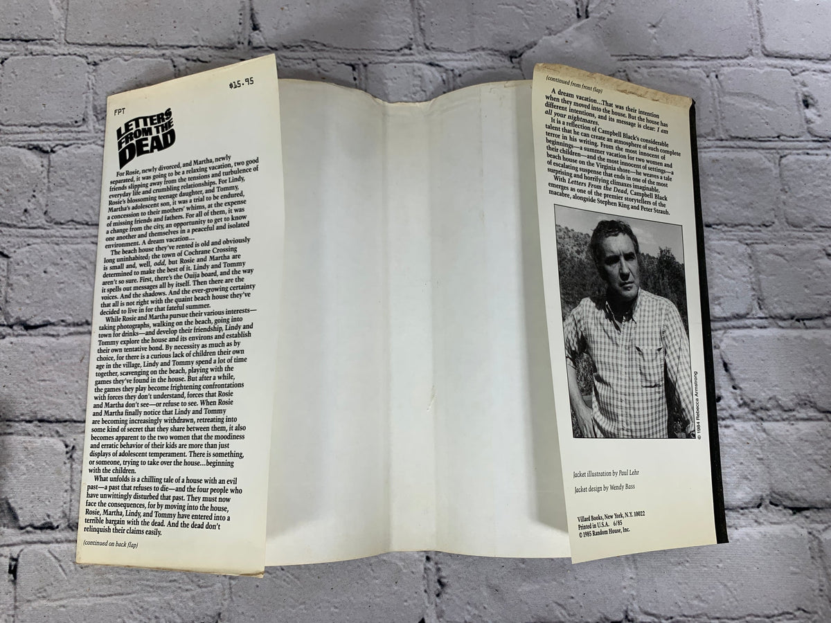 Letters from the Dead by Campbell Black, 1985 Villard hardcover - dust jacket back flap