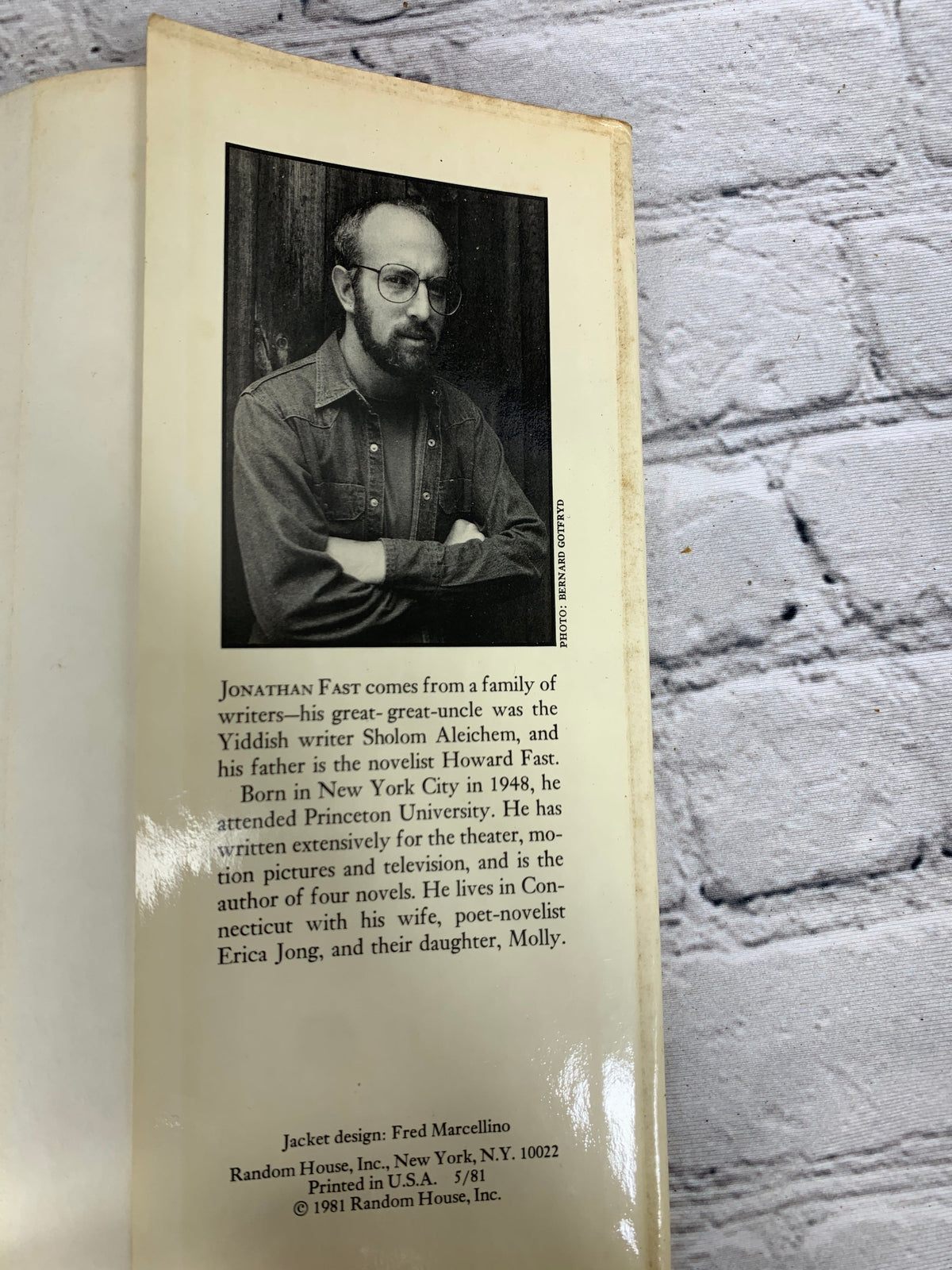 The Beast by Jonathan Fast, 1981 Random House hardcover - rear dust jacket flap with author photo
