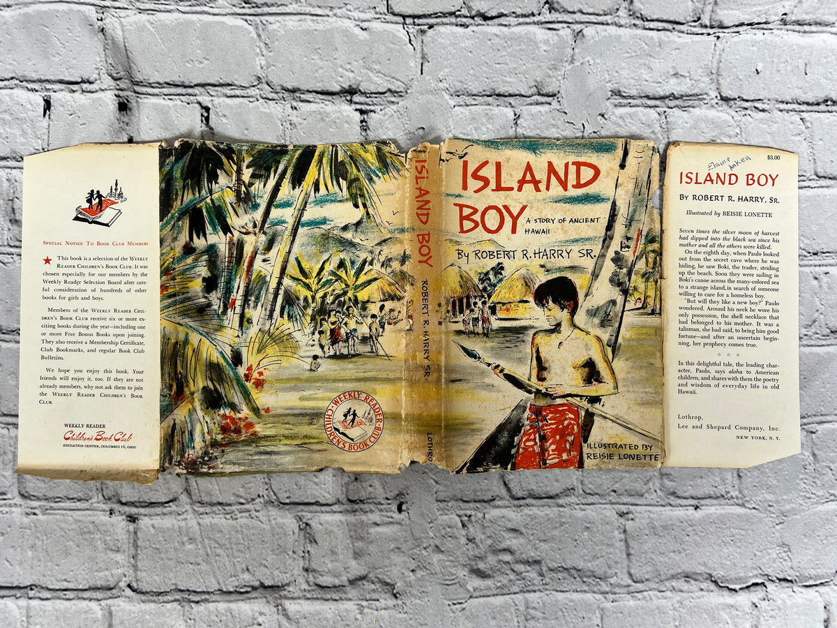 Island Boy by Robert R. Harry Sr., 1957 Weekly Reader hardcover - dust jacket laid flat with flaps