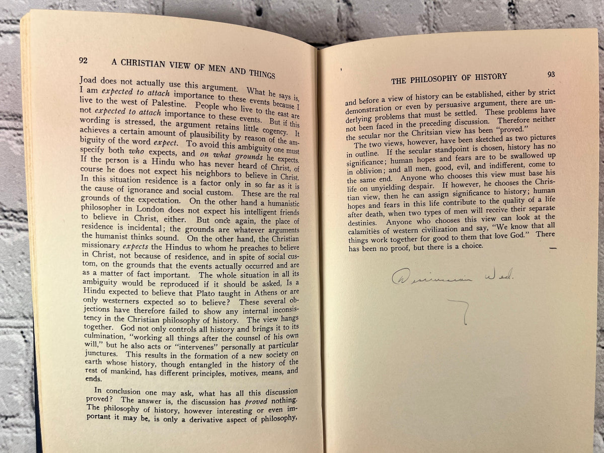 A Christian View of Men and Things by Gordon H. Clark, 1952 Eerdmans first edition hardcover - text pages with pencil notes
