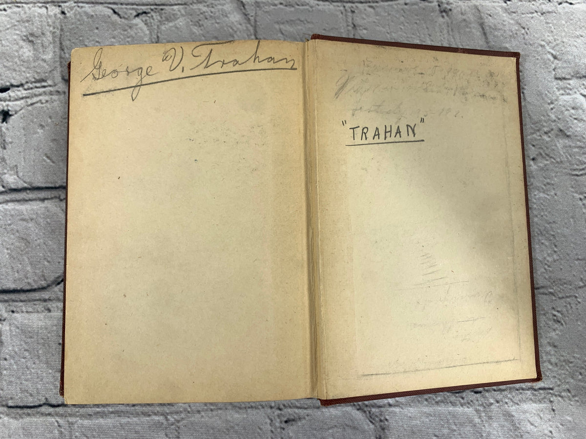 The Sketch-Book by Washington Irving, 1907 D. C. Heath hardcover - rear free endpaper and pastedown with owner names