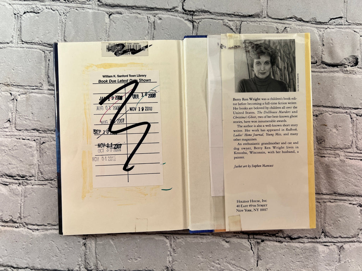 The Ghost of Ernie P. by Betty Ren Wright, 1990 Holiday House first edition hardcover - rear free endpaper with date due slip and rear jacket flap