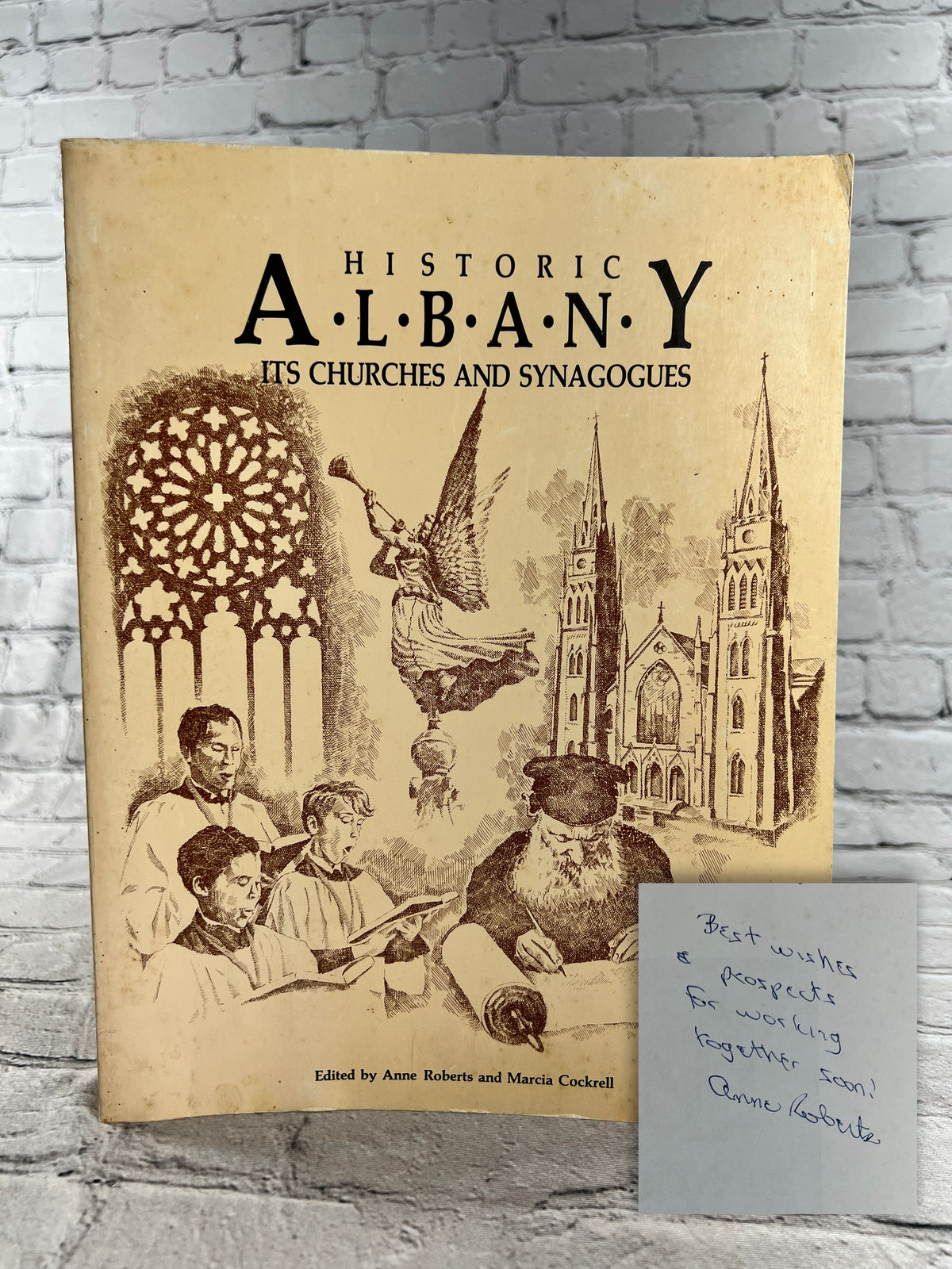 Historic Albany: Its Churches and Synagogues, 1986 paperback - front cover with inscription detail