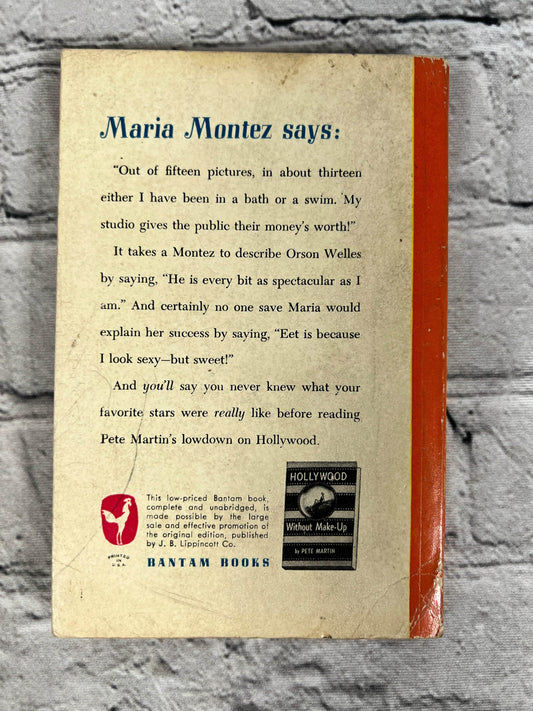 Hollywood Without Makeup by Pete Martin, 1949 Bantam paperback - back cover
