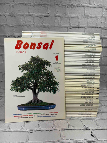 Bonsai Today magazine lot of 57 issues, 1989-2000 - issue #1 front cover in front of the stack