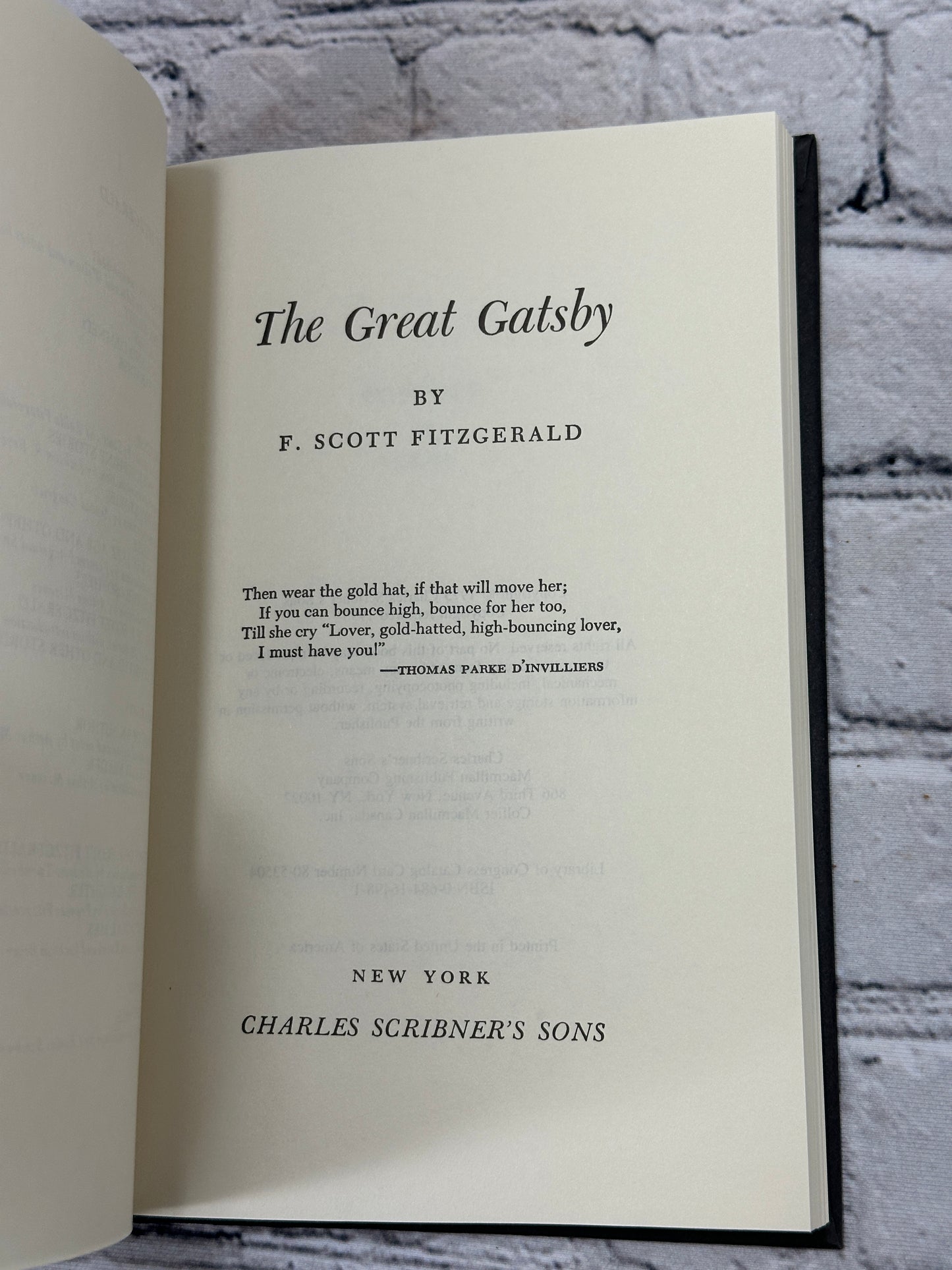 F. Scott Fitzgerald The Great Gatsby [Charles Scribners · 1981]