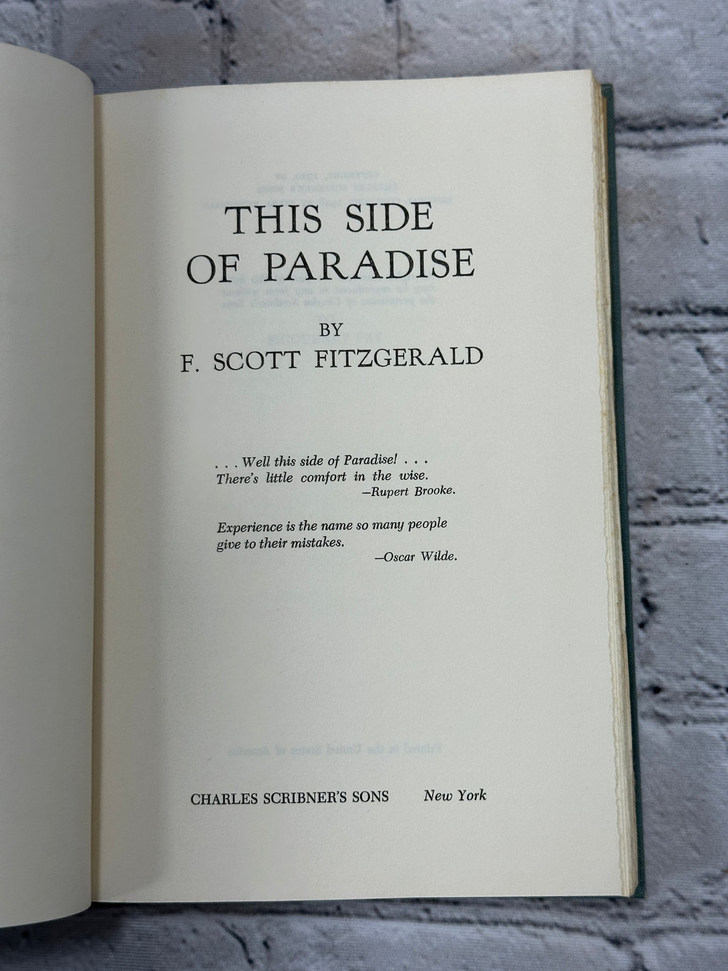 F. Scott Fitzgerald This Side of Paradise [Book Club Edition · 1948]