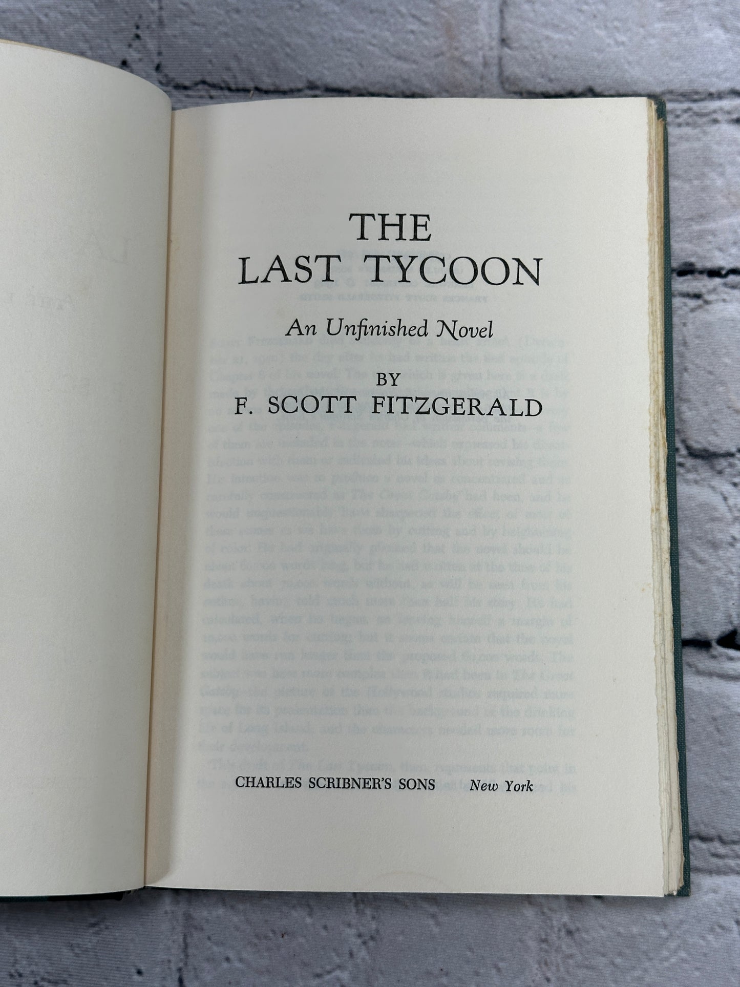 F. Scott Fitzgerald The Last Tycoon [Book Club Edition · 1969]