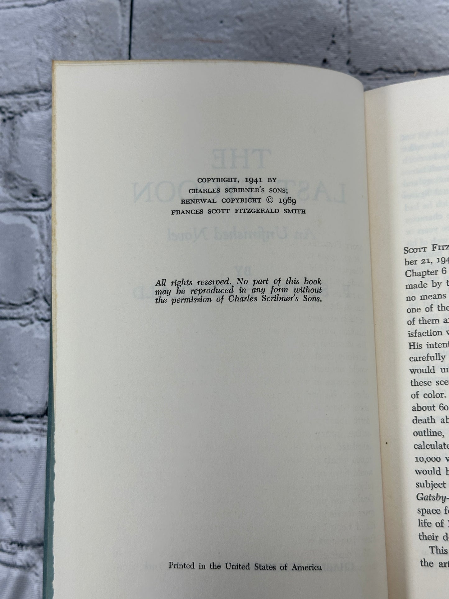 F. Scott Fitzgerald The Last Tycoon [Book Club Edition · 1969]