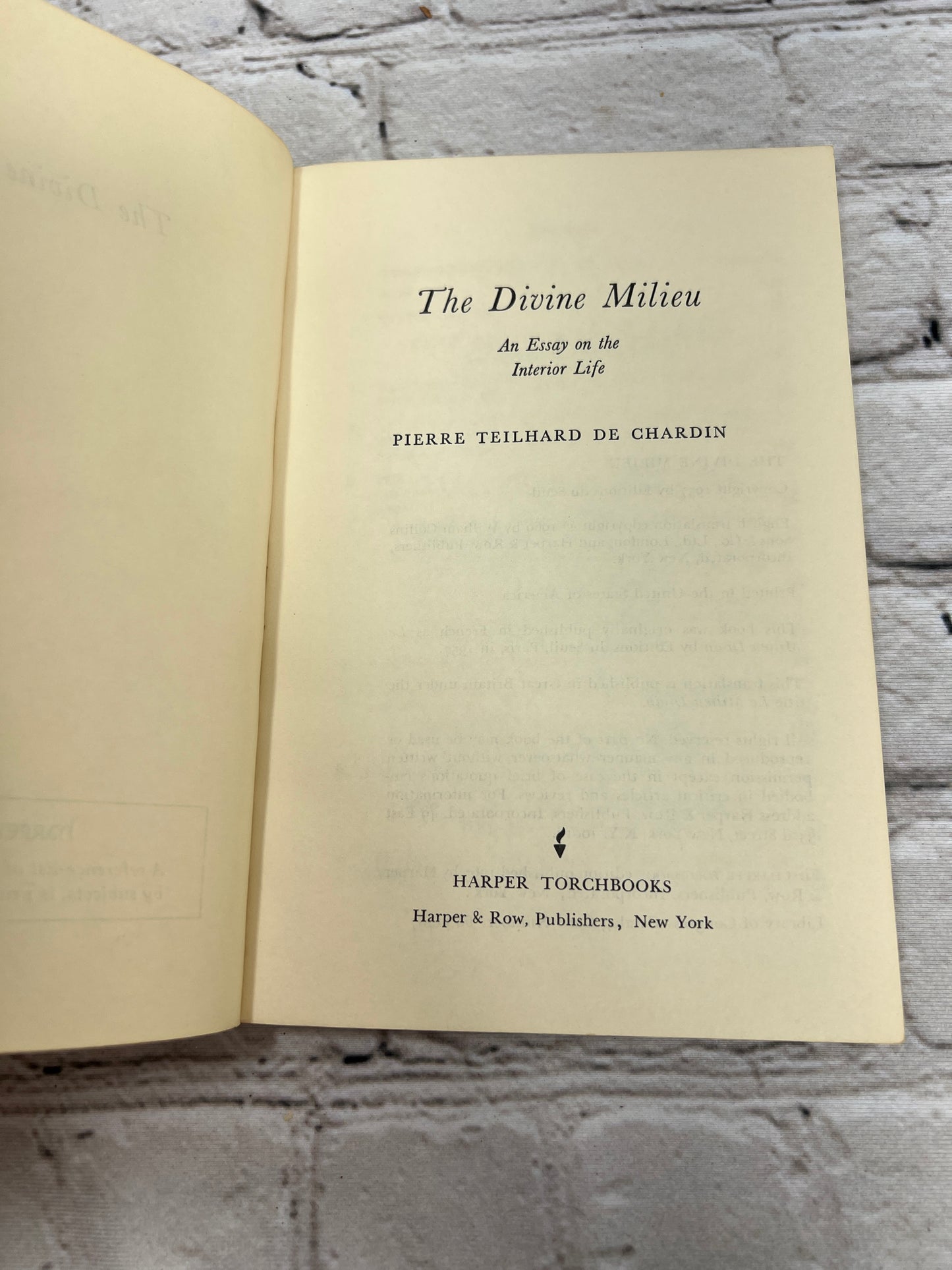 The Divine Milieu by Teilhard de Chardin [1965 · 1st Harper Torch Edition]