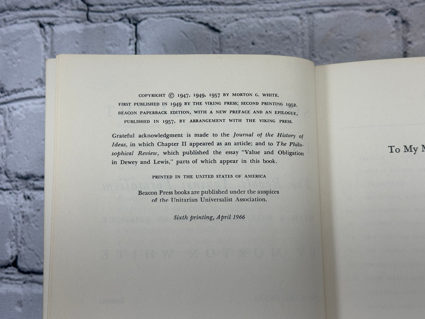 Social Thought in America by Morton White [1966]