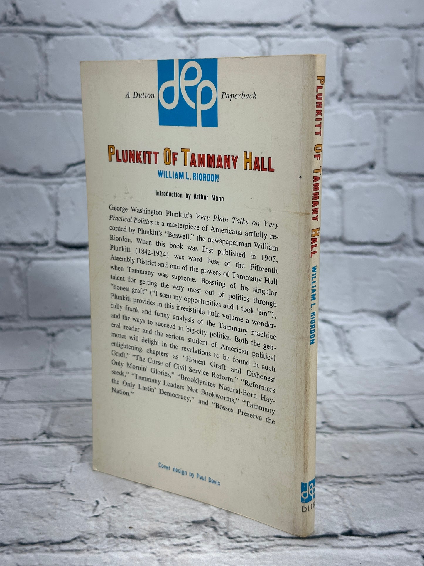 Plunkitt of Tammany Hall by William L. Riordon [1963]