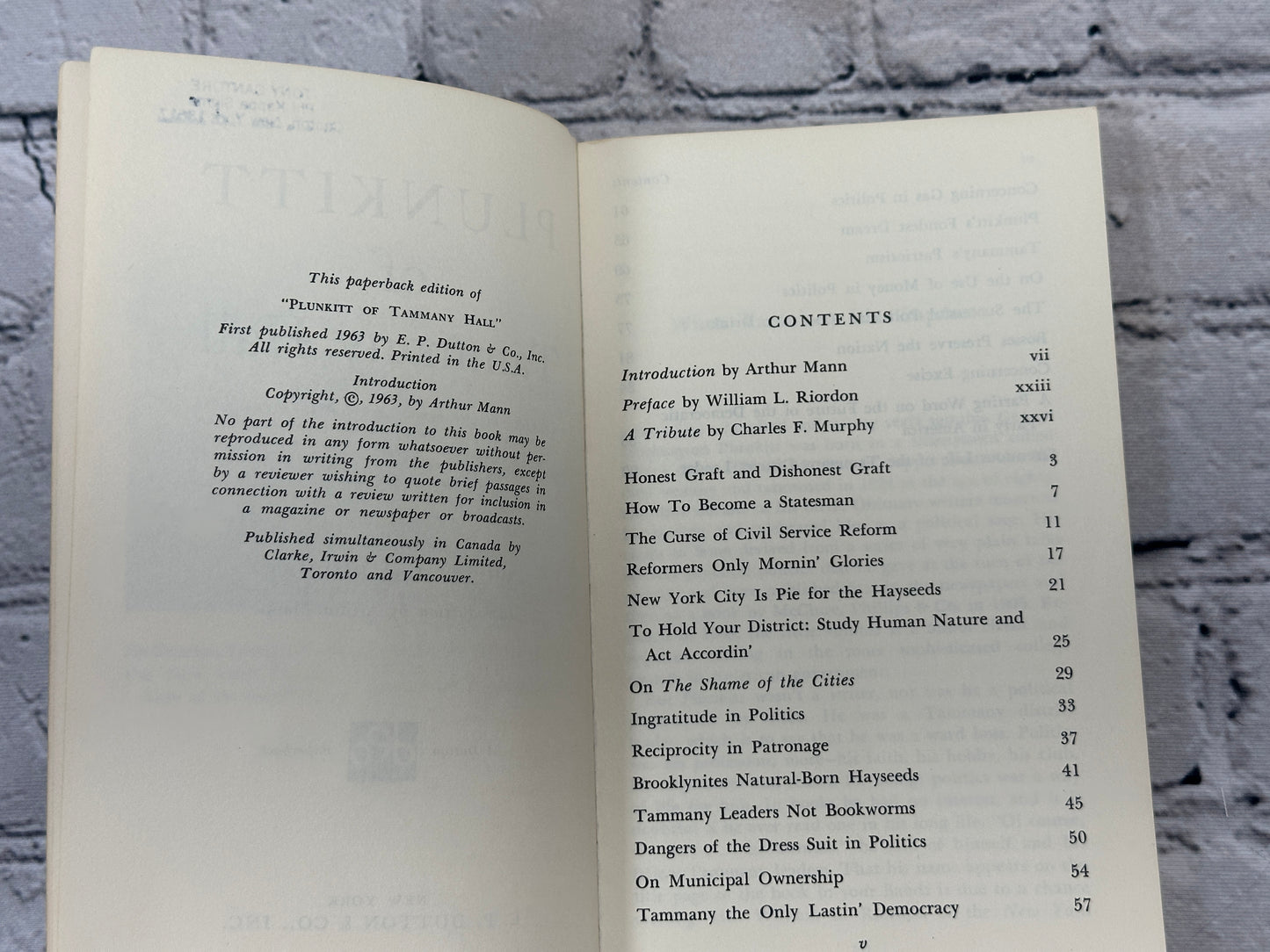 Plunkitt of Tammany Hall by William L. Riordon [1963]