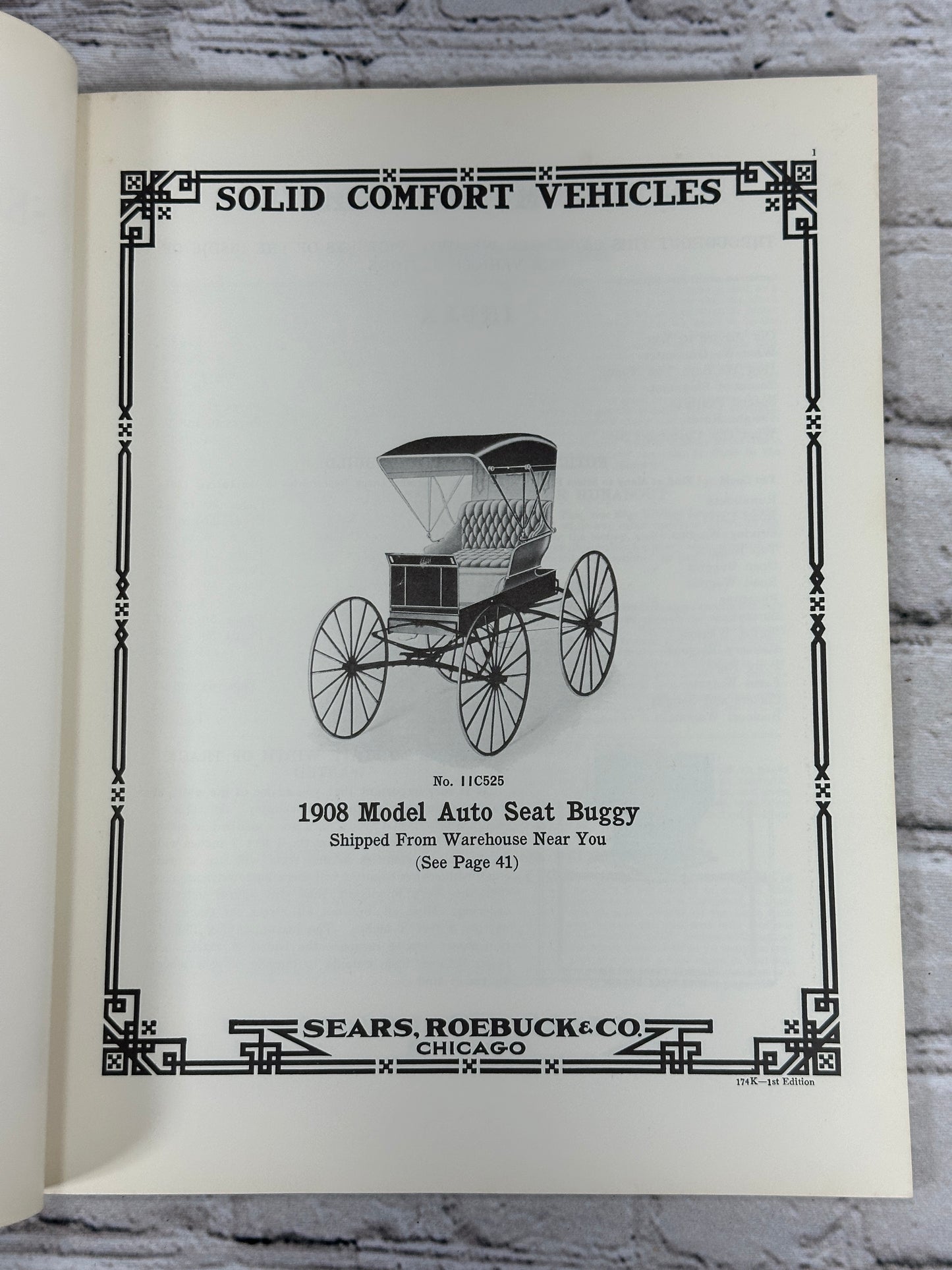 Sears, Roebuck & Co. 1908 Solid Comfort Vehicles [1st Edition · 1970]