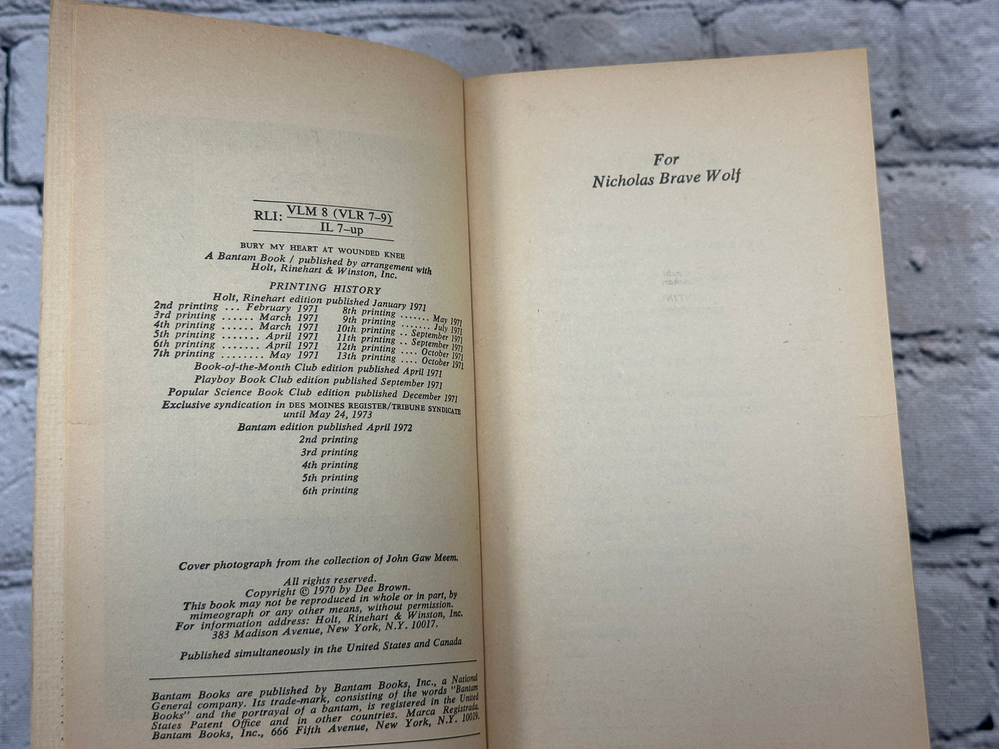 Bury My Heart at Wounded Knee An Indian History by Dee Brown [1972]