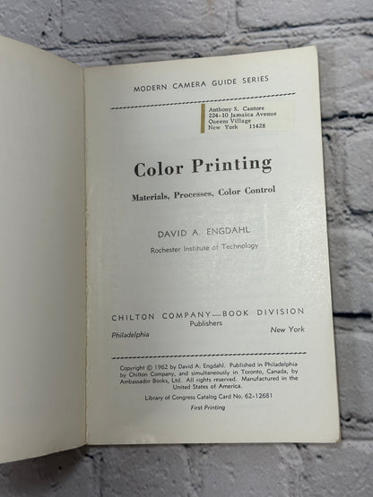 Color Printing Materials Processes Color Control by David Engdahl [1962]