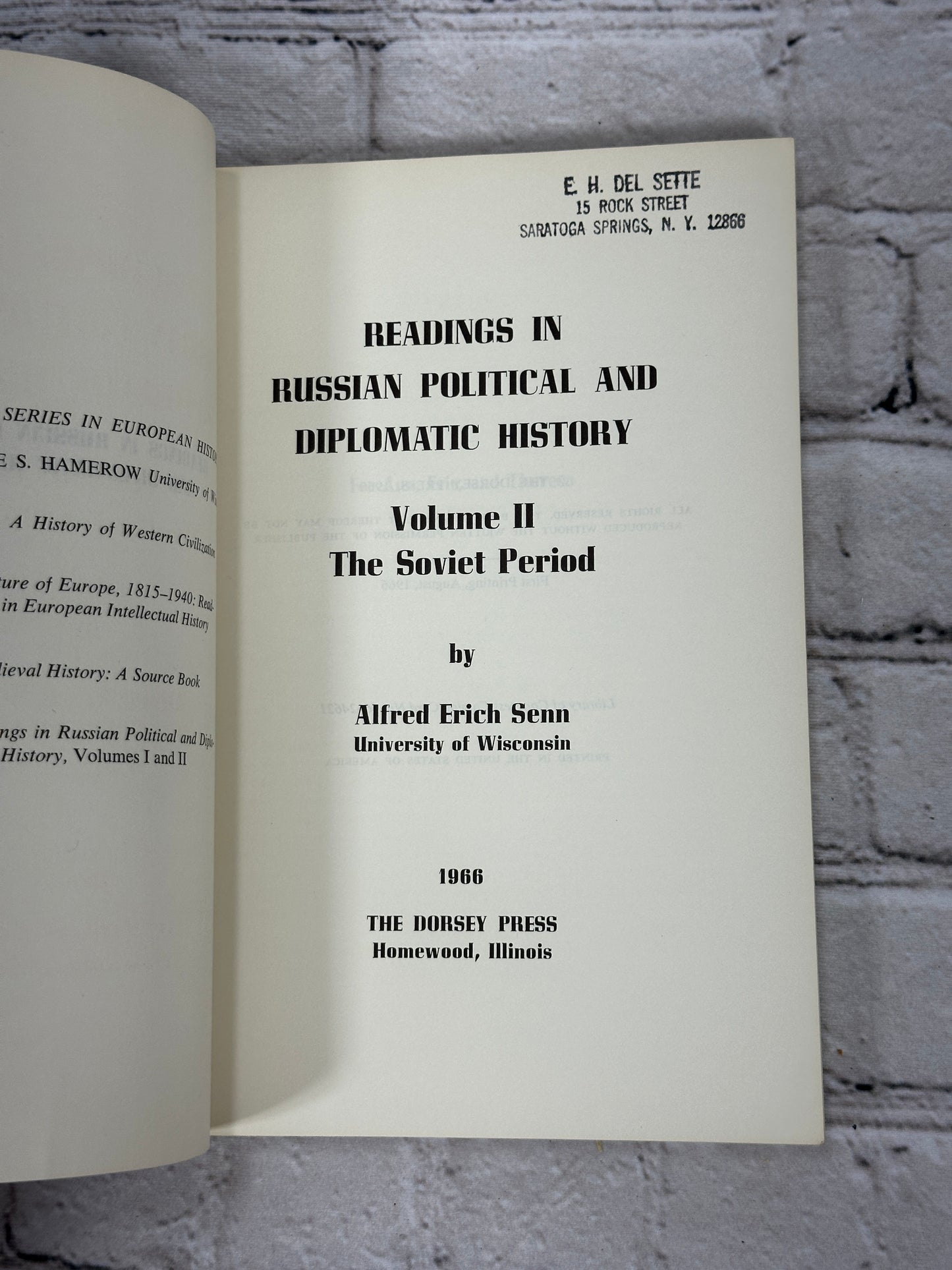 Readings in Russian Political and Diplomatic History: The Soviet Period [Vol.2]