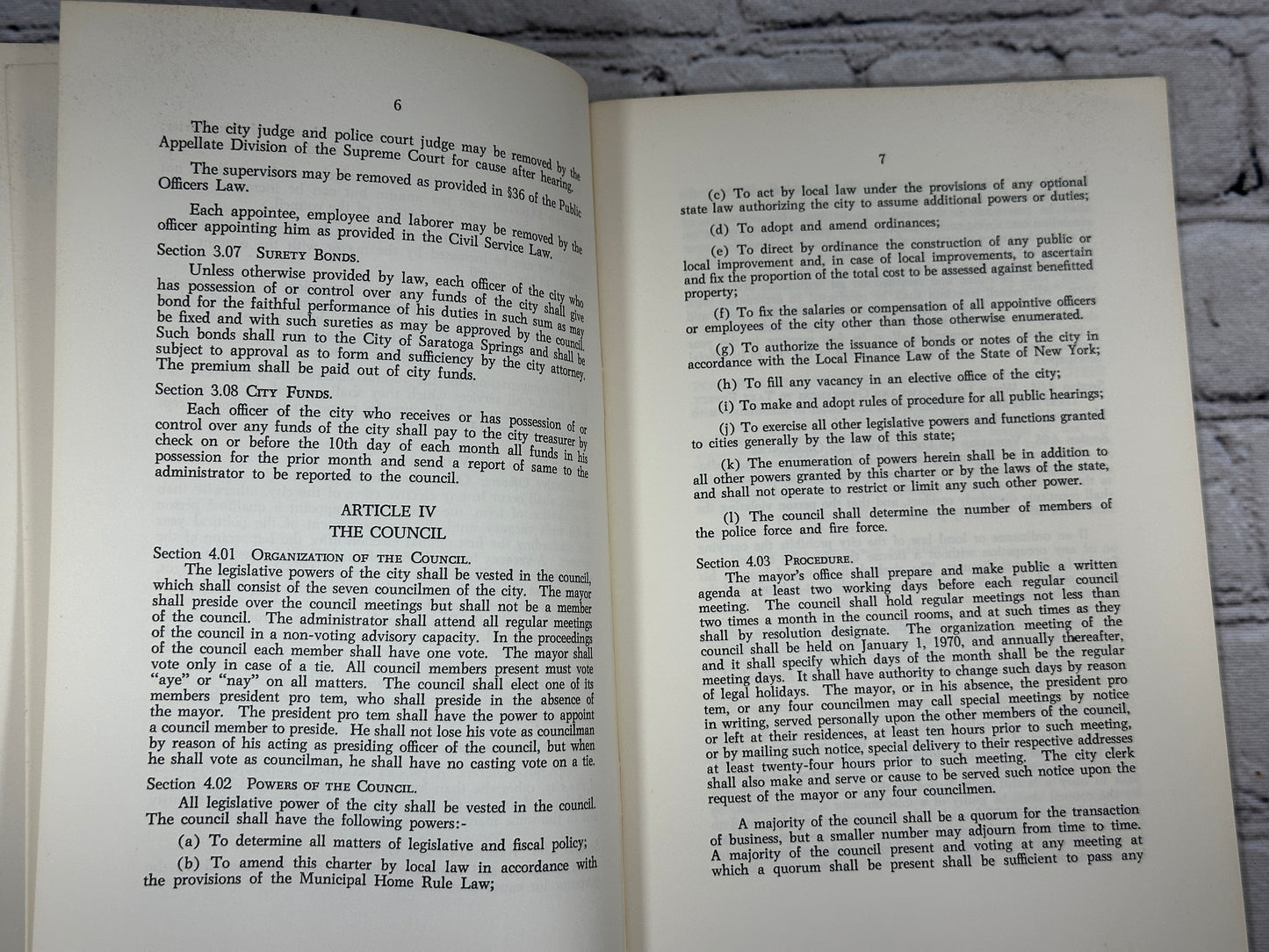 Proposed Charter: Saratoga Springs New York [Special Election ‚ May 21, 1968]