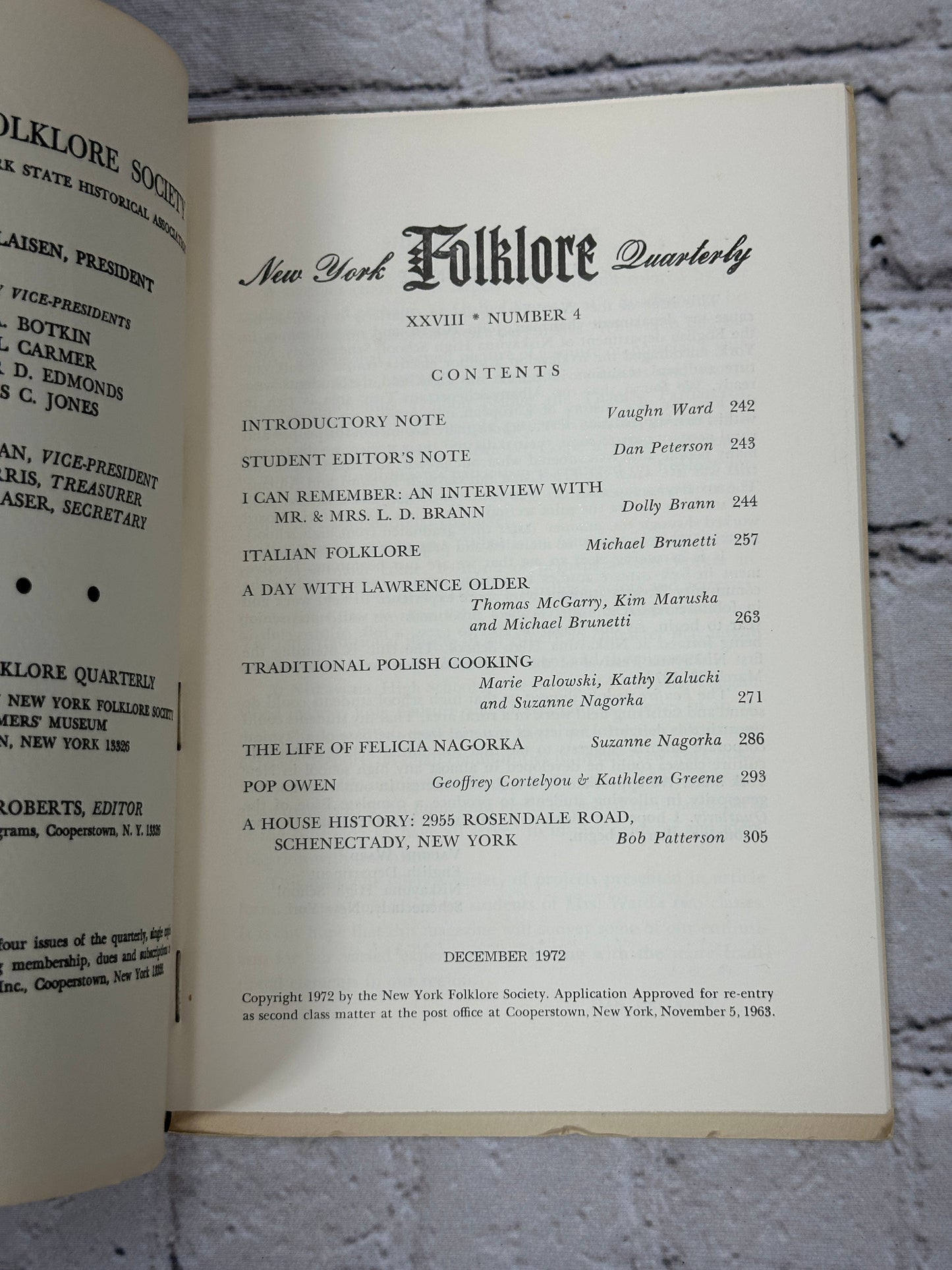 New York Folklore Quarterly [Niskayuna High School Edition · December 1972]