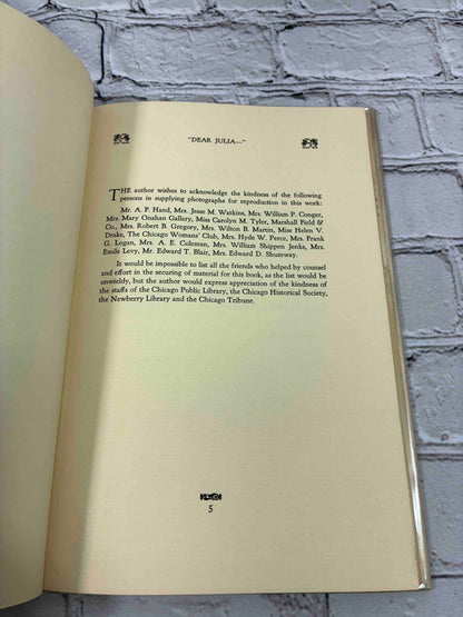Dear julia: Letters from Martha Freeman Esmond ...When Chicago was Young (Signed)
