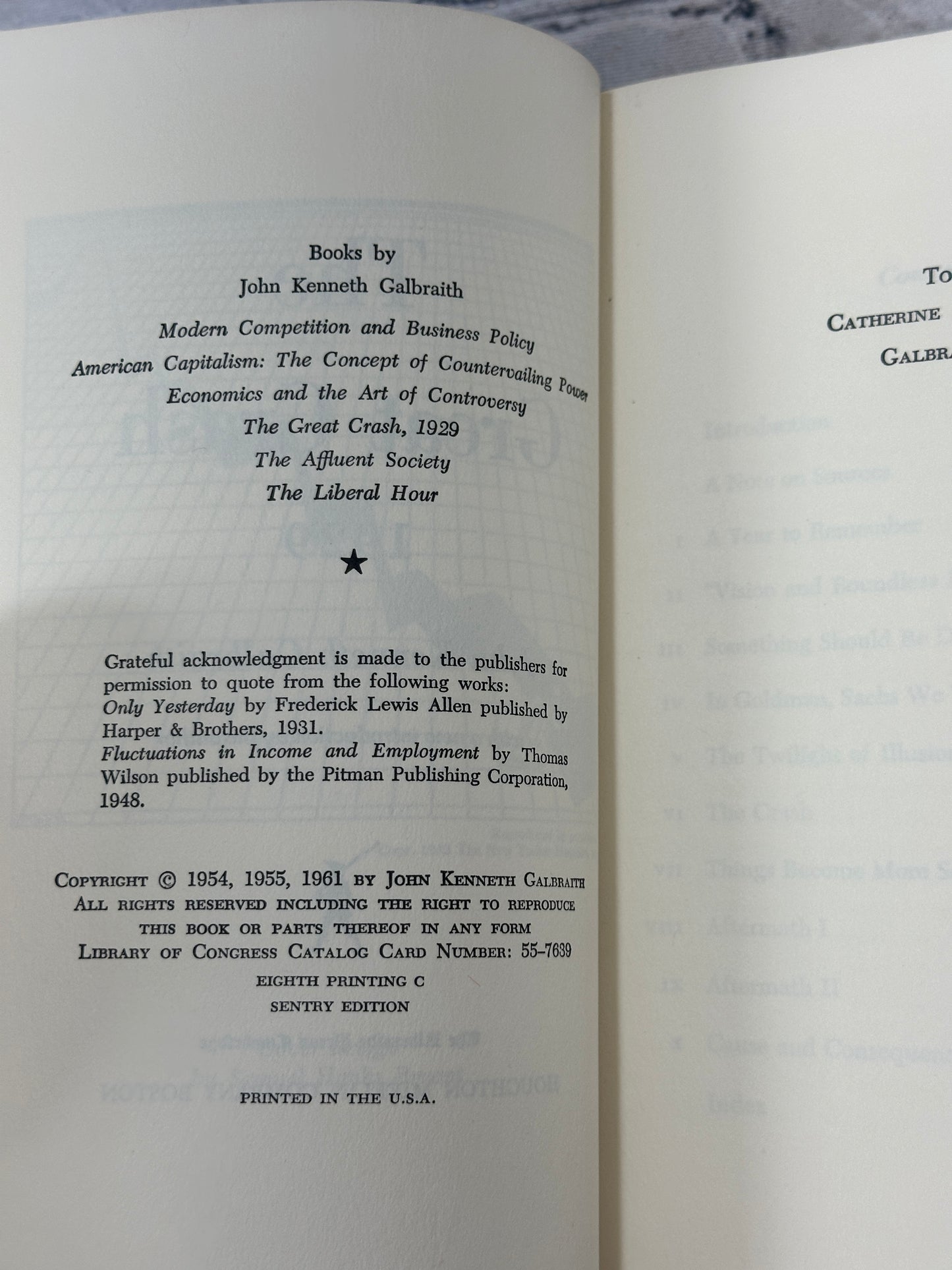 The Great Crash 1929 by John Kenneth Galbraith [Sentry Edition · 1961]