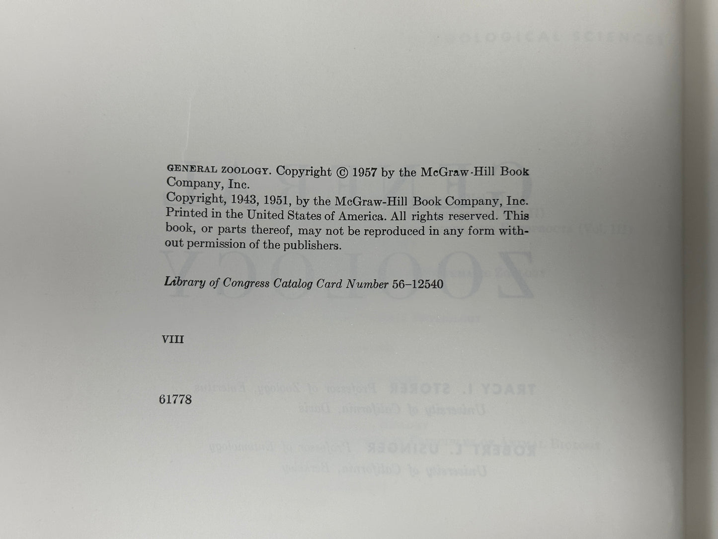General Zoology by Storer and Usinger [1957 · Third Edition]