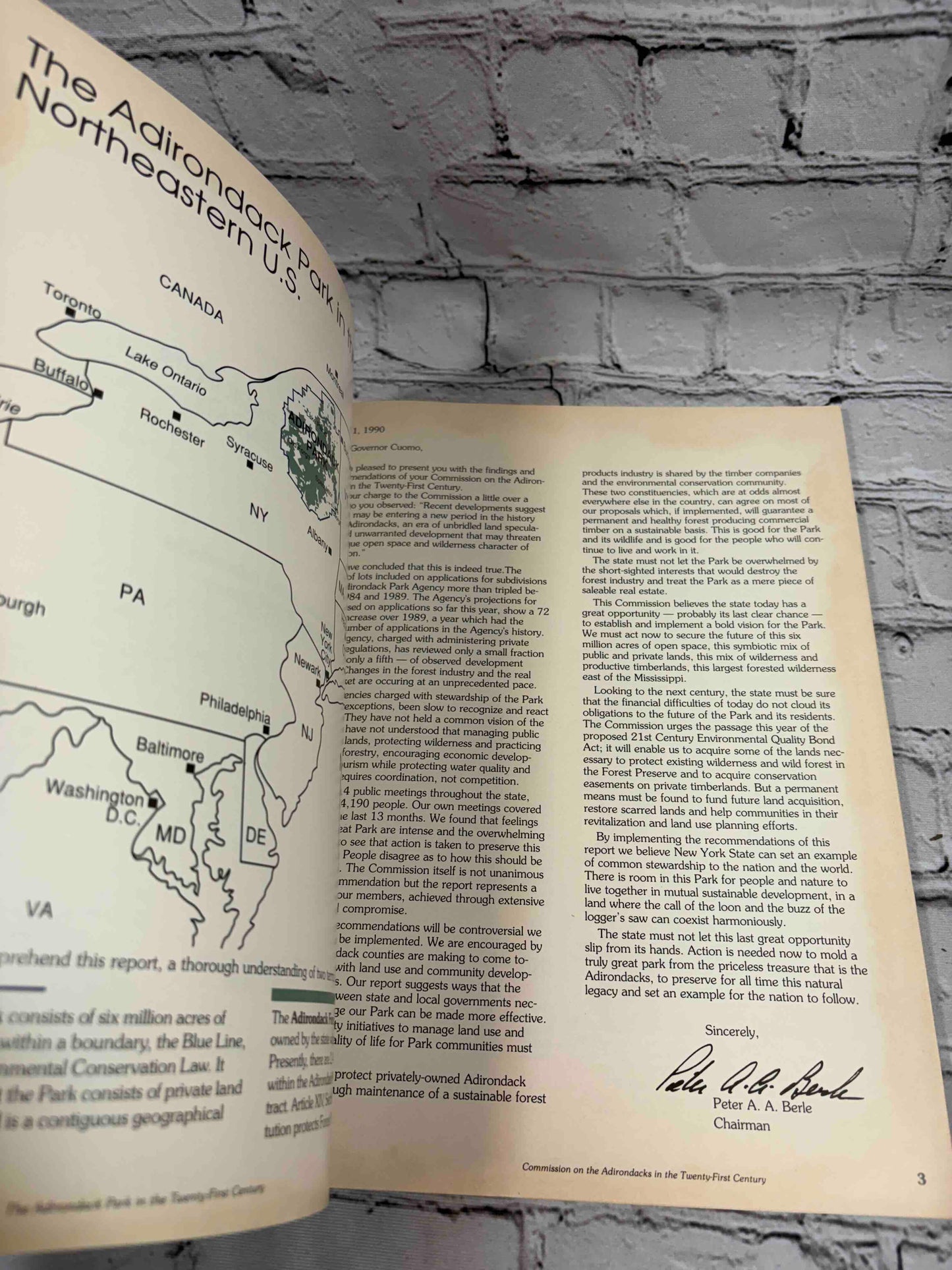 The Adirondack Park in the Twenty First Century w/ Protection Plan Map