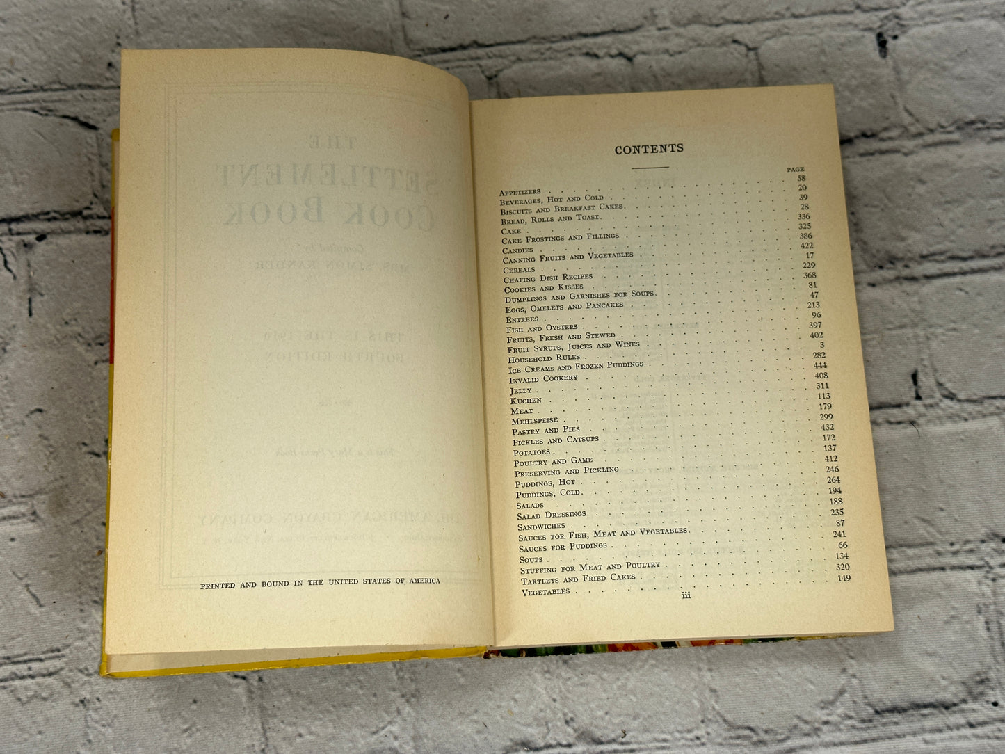 The Settlement Cook Book by Mrs. Simon Kander  [Reprint 1910 · Fourth Edition]