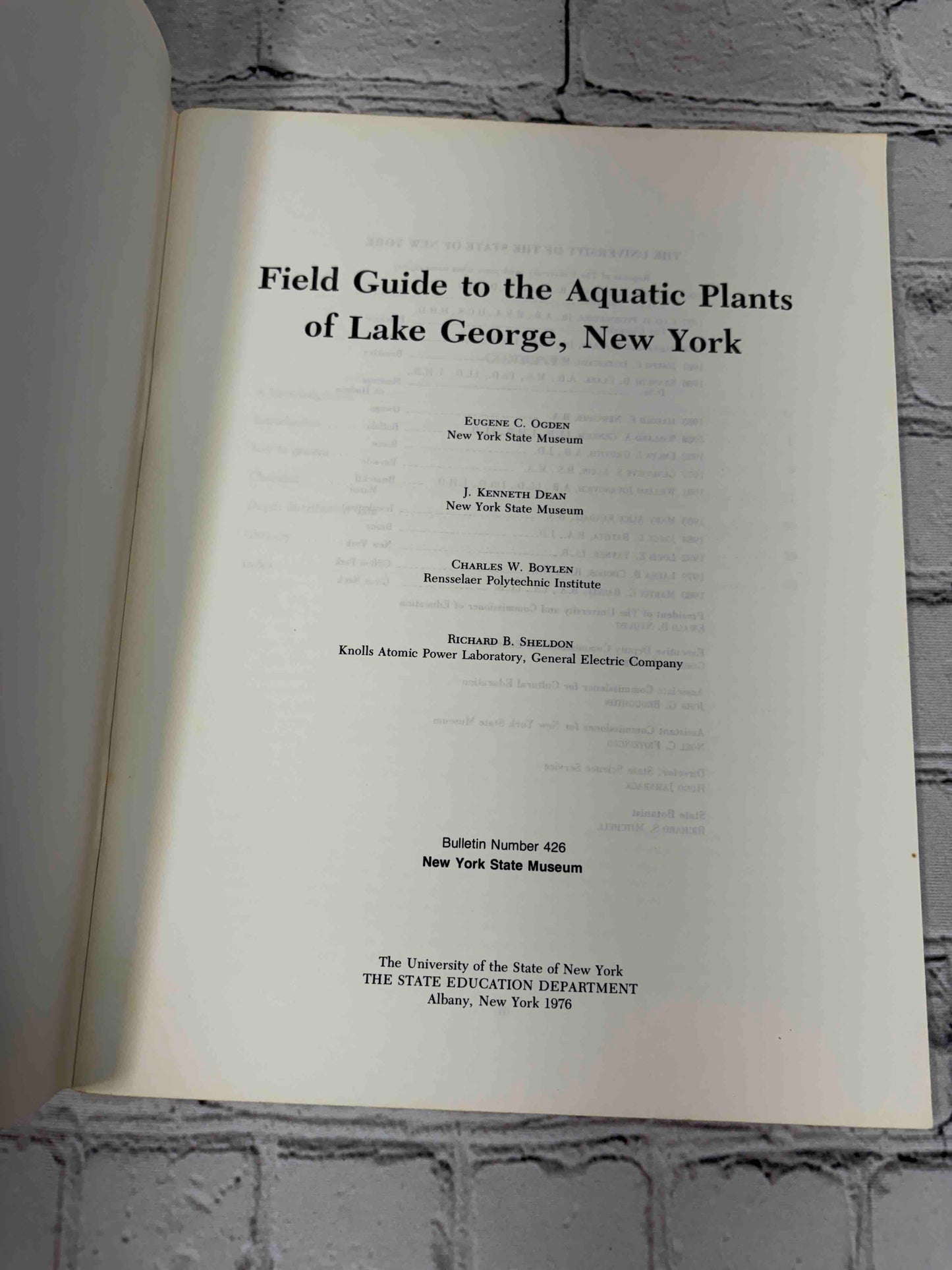 Field Guide to the Aquatic Plants of Lake George, New York (Bulletin #426)