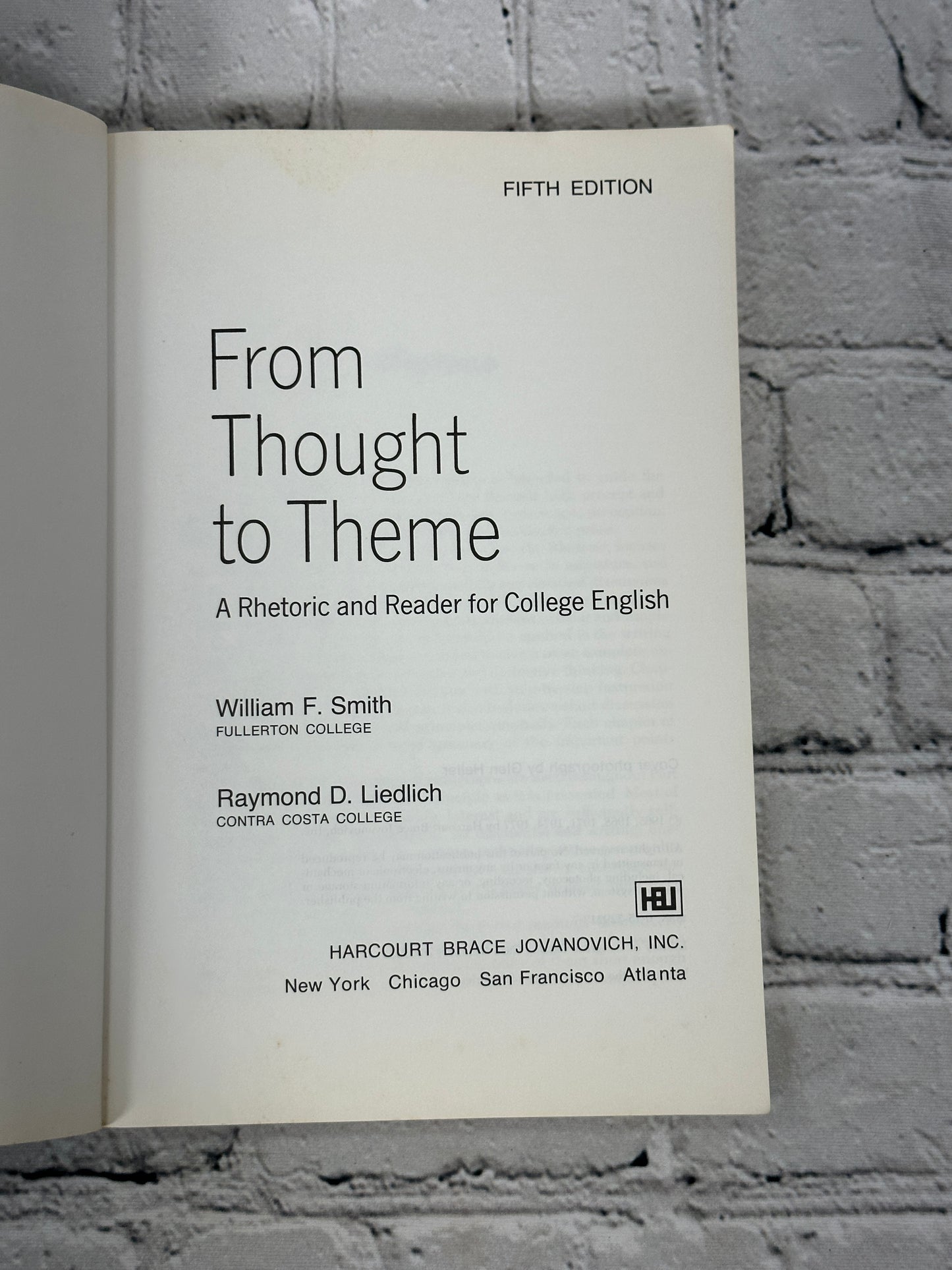 From Thought to Theme by William Smith & Raymond Liedlich [1977 · 5th Edition]