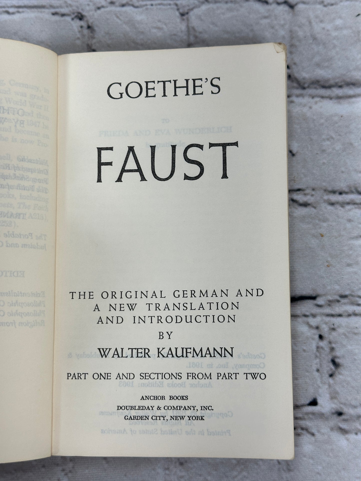 Goethe's Faust [Anchor Book · 1963]