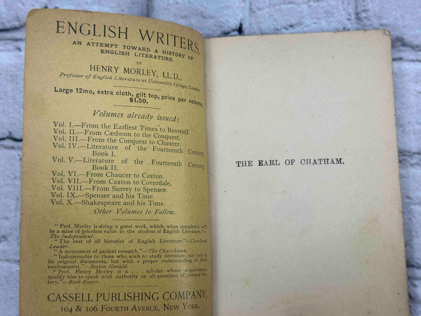 The Earl of Chatham (Cassell's National Libary)