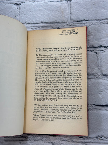 The Negro Revolt by Louis E. Lomax [6th Print · 1963]